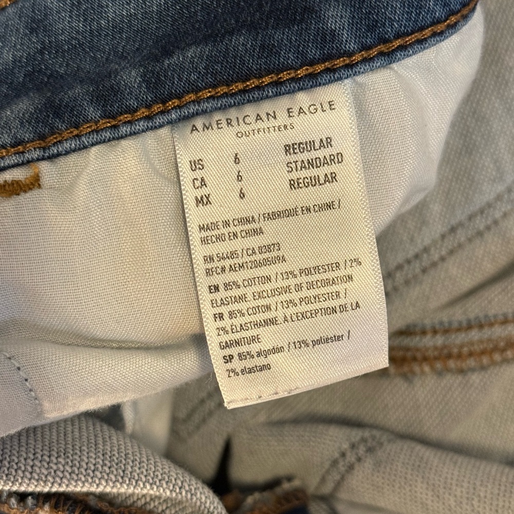American Eagle Outfitters Ripped Dark Blue Skinny Jeans Jeggings - Picture 7 of 9
